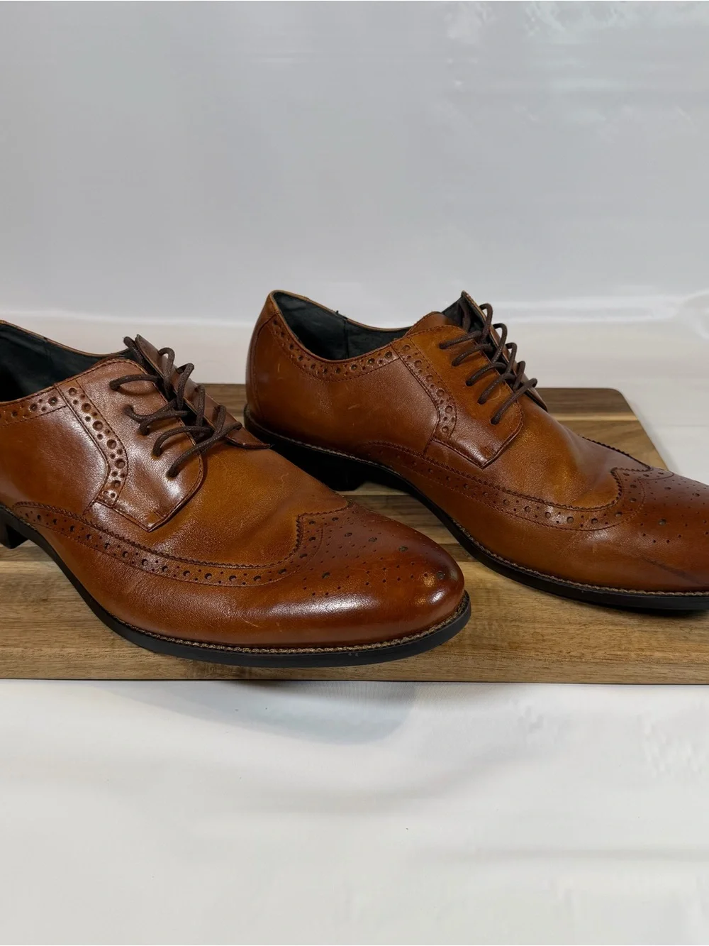 Stacy Adams Classic Men's Wingtip Dress Shoes Size 13 Leather Cognac Brown